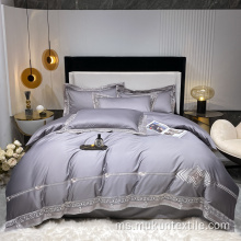 100 -an set selimut ungu kapas set tempat tidur sulaman